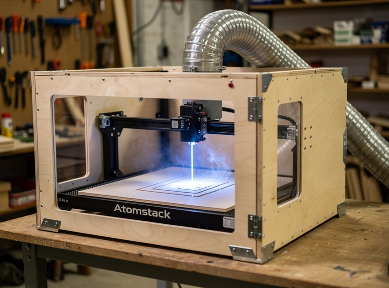 Atomstack X20 Pro cutting Baltic birch with DIY enclosure