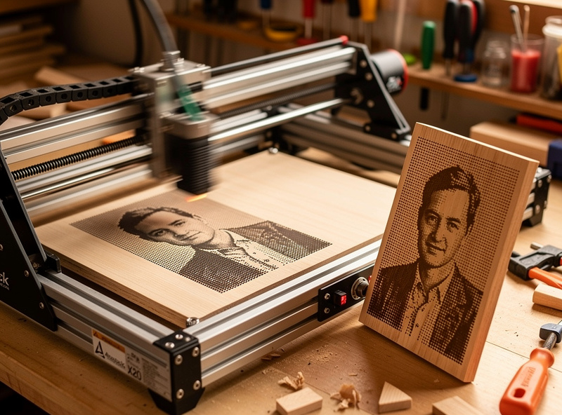 Atomstack X20 Pro engraving photo on basswood
