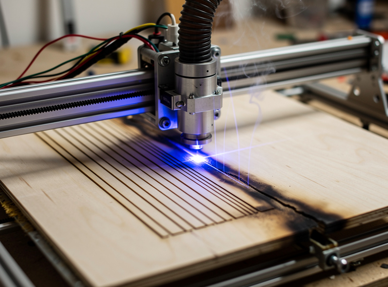 20W diode laser cutting Baltic birch wood