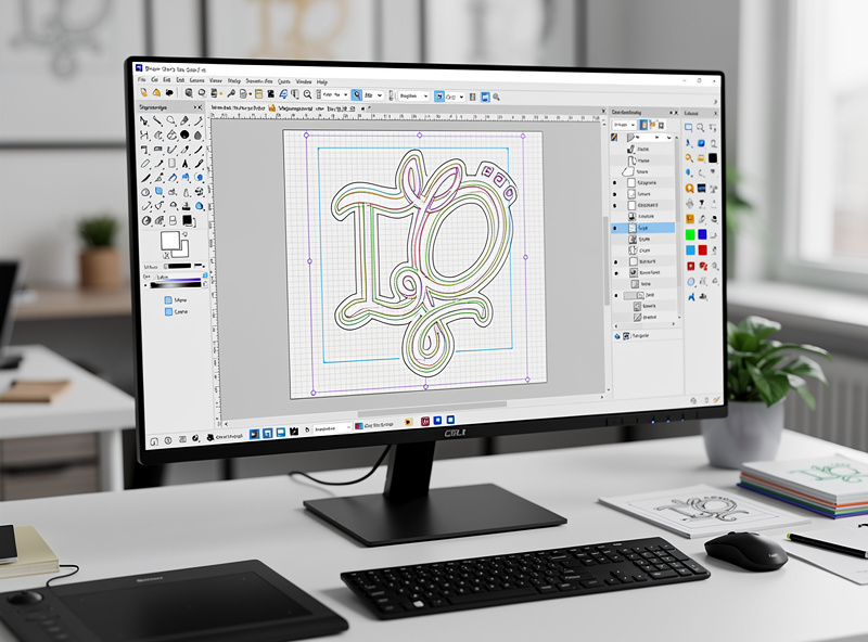 Inkscape vector design software showing detailed laser-ready artwork with multiple paths and layers