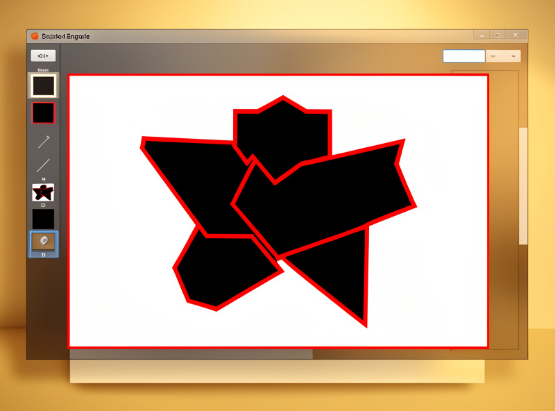 Color-coded laser cut and engrave layers shown as red cut lines and black fill areas in a vector design