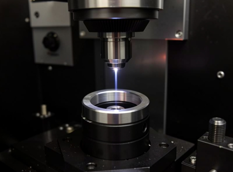 Ring mounted on a rotary attachment beneath a fiber laser lens for inside-band marking